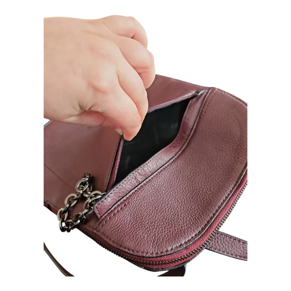 Calvin Klein Hera Lamb Leather Backpack Burgundy Chain